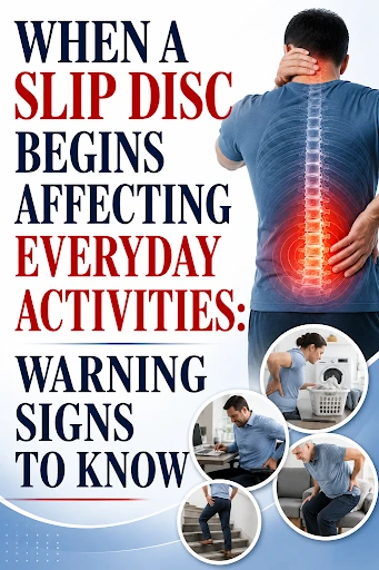 Man with lower back pain as slip disc symptoms begin affecting everyday activities